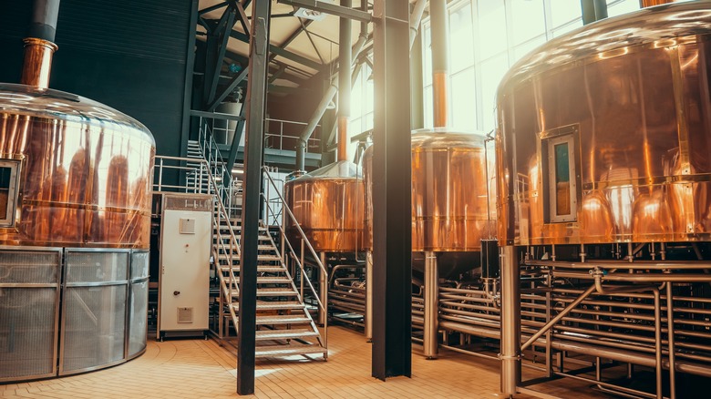 Inside of a brewery facility