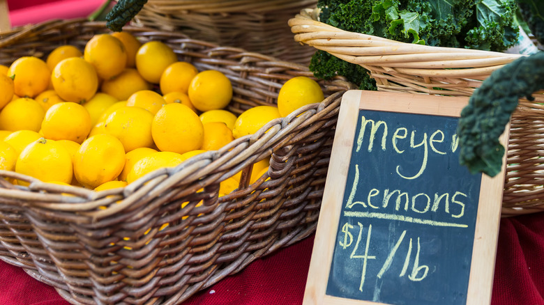 Meyer lemons in basket