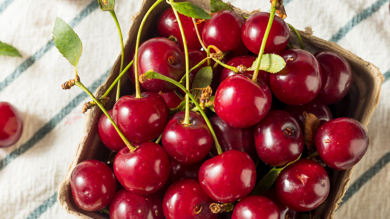 Cherries in a container