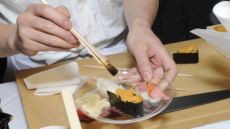 preparing sushi