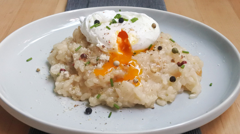 poached egg on risotto