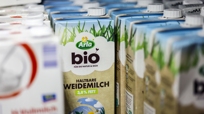 Refrigerated milk in a store