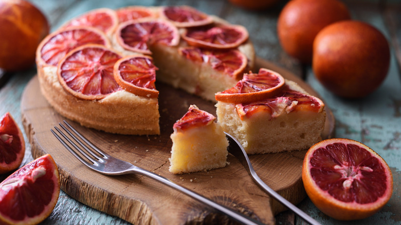 Sliced blood orange cake 