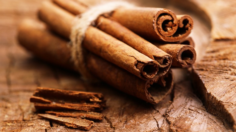 close up of cinnamon sticks