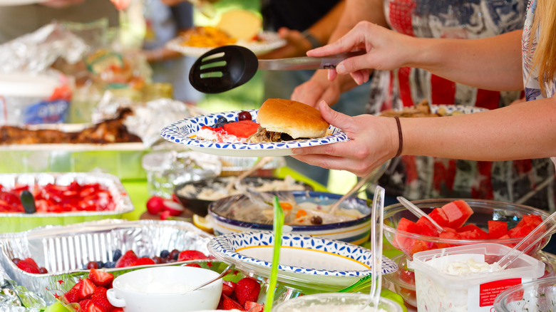 making plates at labor day picnic