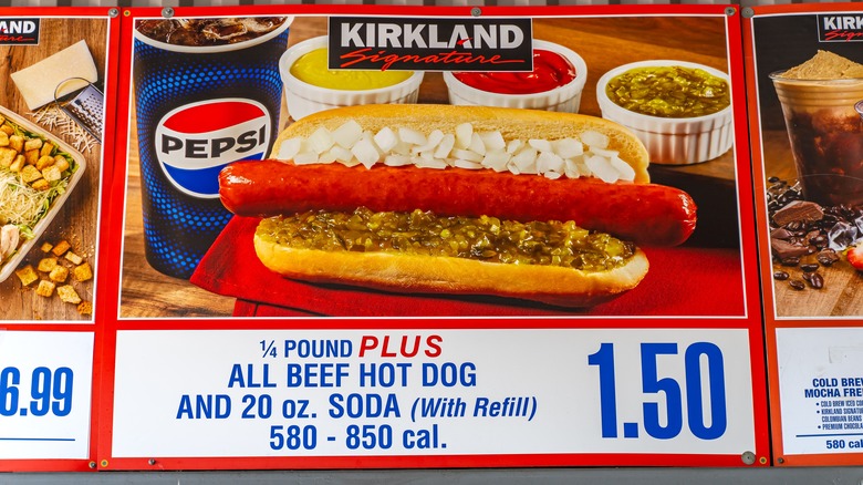 costco hot dog food court sign