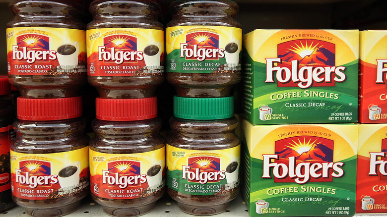 Folgers coffee in glass jars and steeping bags
