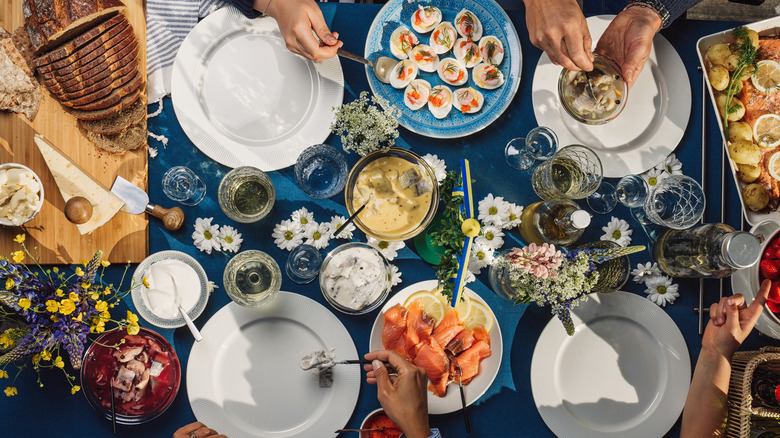 dinner party dishes on table