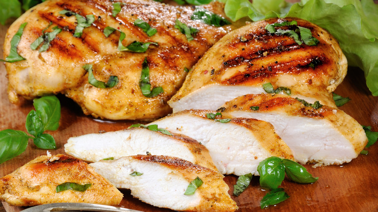 chicken sliced with herbs