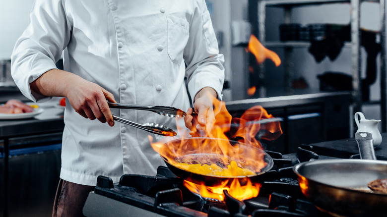 flambé in stainless pan