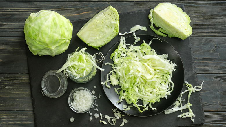 Cabbage chopped in a bowl