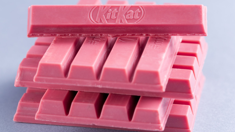 pink kit kat bars stacked