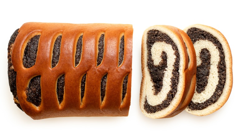 Poppy seed roll cross sections