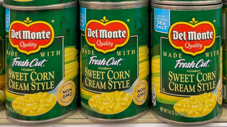 Cans of del monte cream style corn
