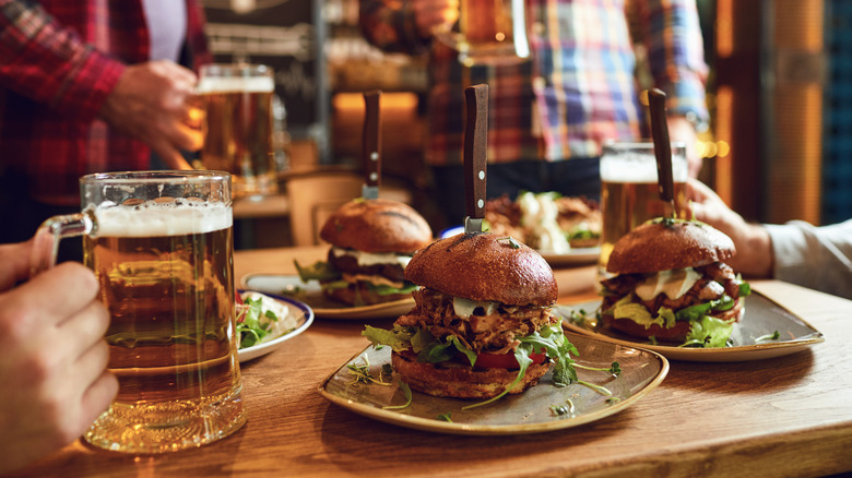 burgers at restaurant