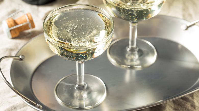 coupe glasses with champagne