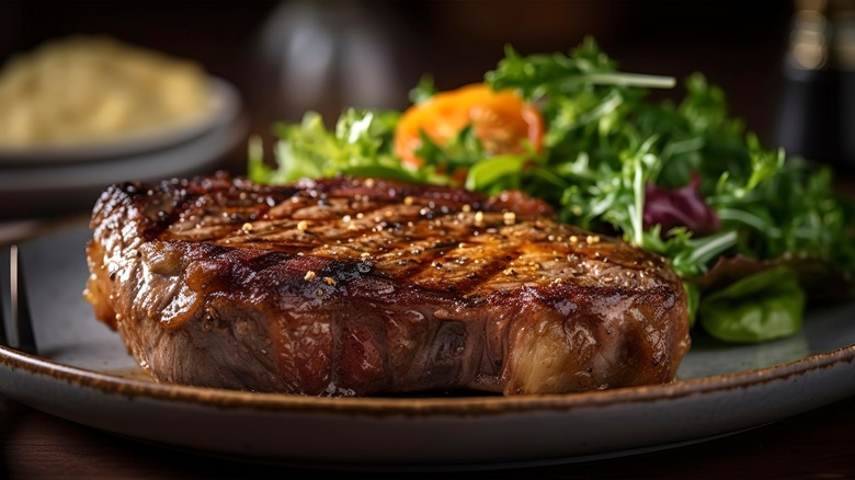 Ribeye steak on plate