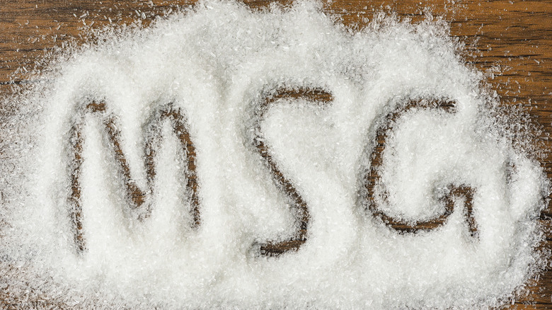 "MSG" written on a counter