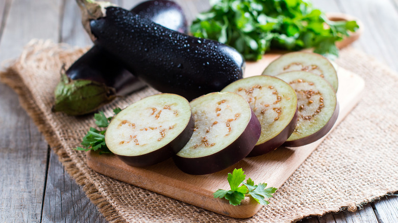 sliced and whole eggplant