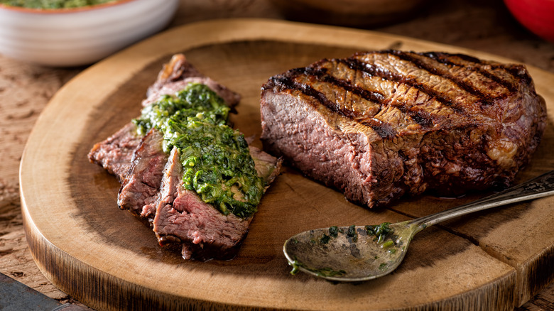 steak with chimichurri sauce