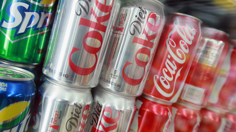 soda on grocery store shelf