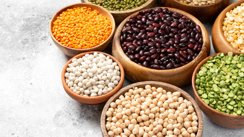 Bowls of dried beans.