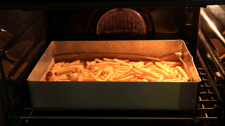 Fries on baking sheet