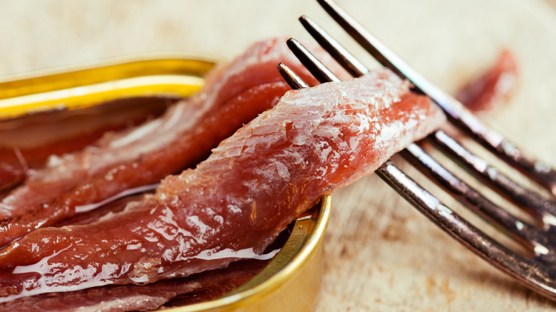 fork with anchovy filet