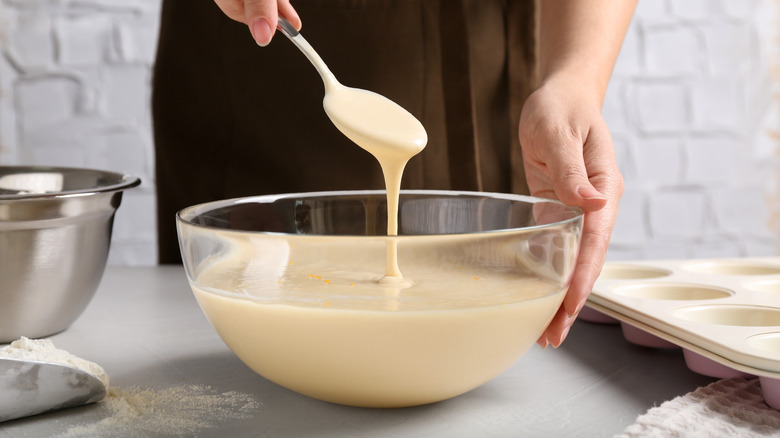 Thin batter in a bowl