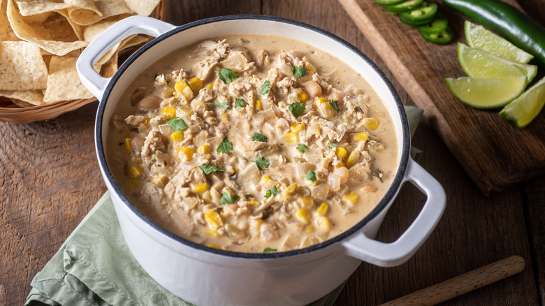 Pot of chicken chili