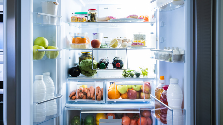 refrigerator filled with food