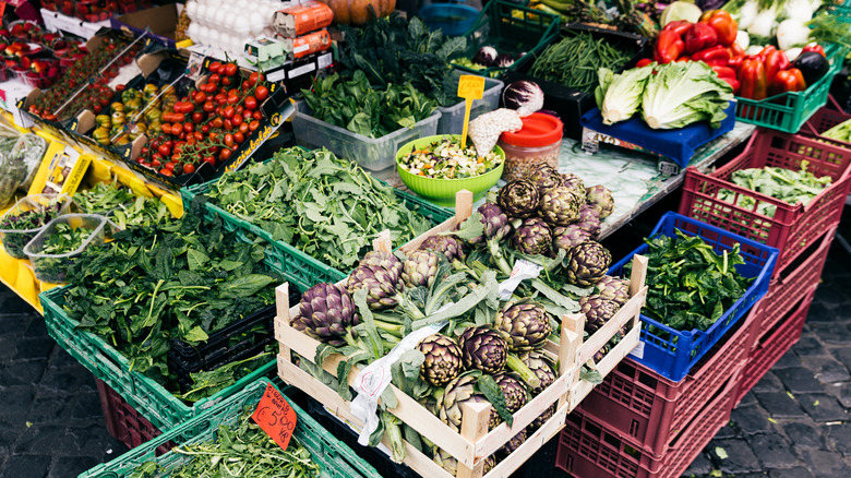 produce at a farmers market