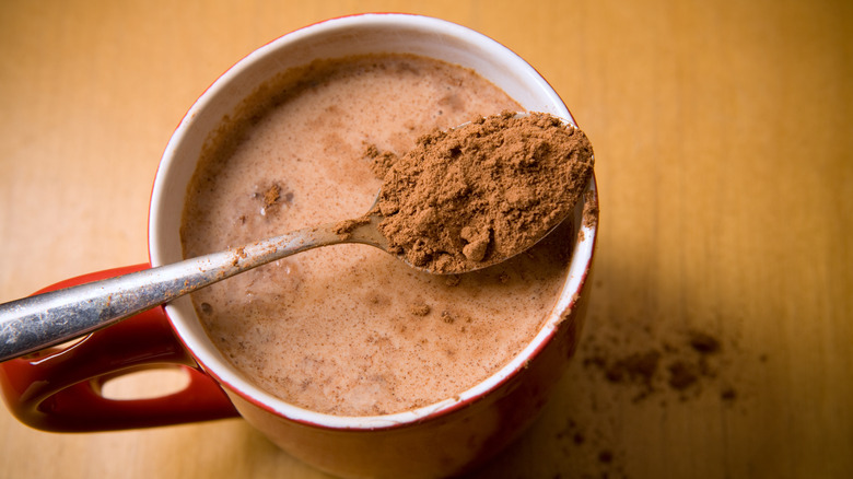 Hot cocoa in red mug