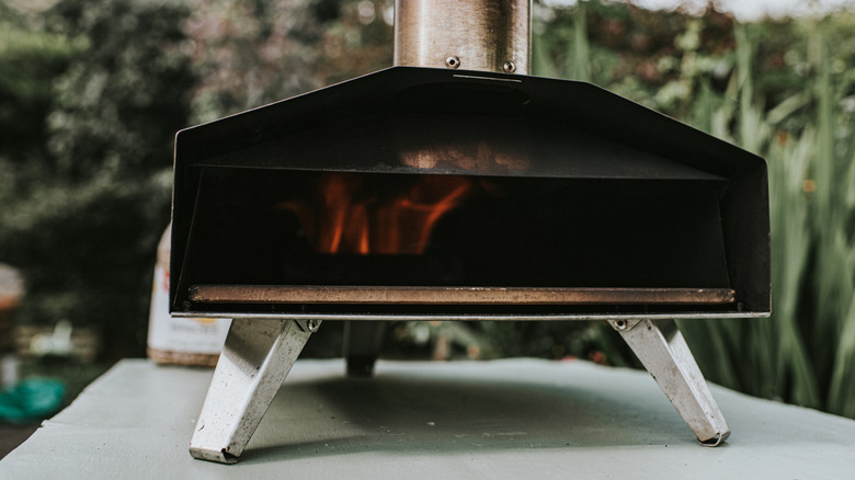 pizza oven on an outdoor counter