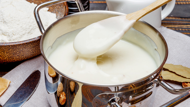 white creamy sauce in pot