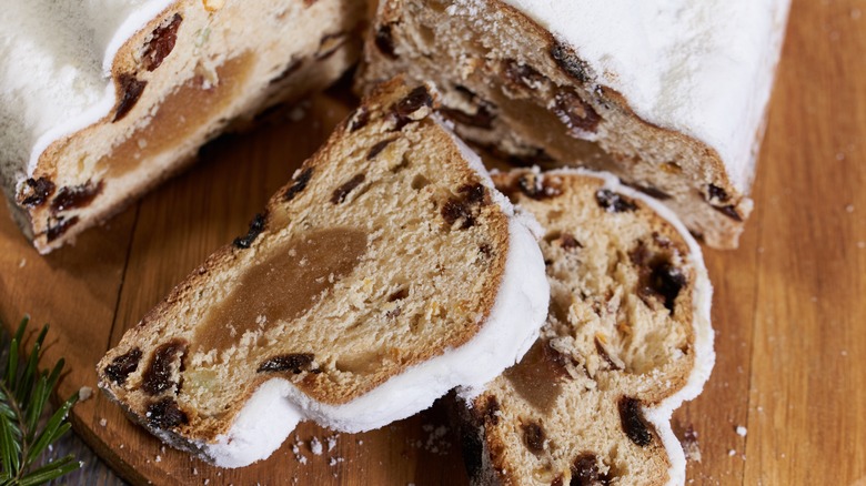 cinnamon swirl bread with fruit and icing