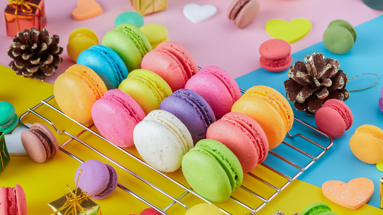 colorful macarons display