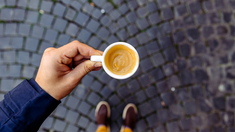 espresso over cobblestone