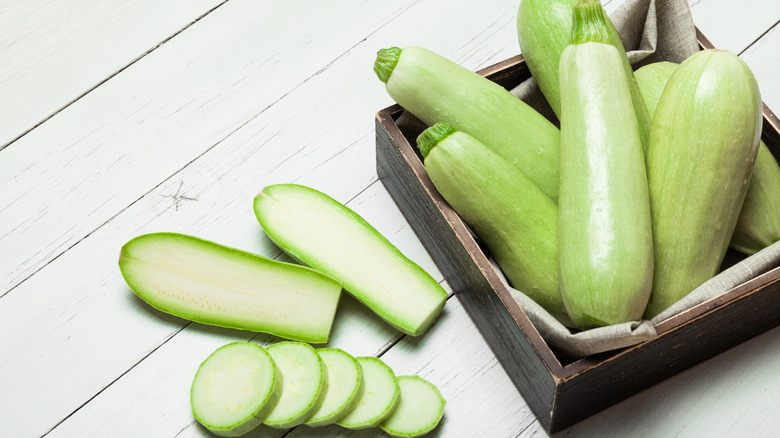 Pieces of sliced zucchini