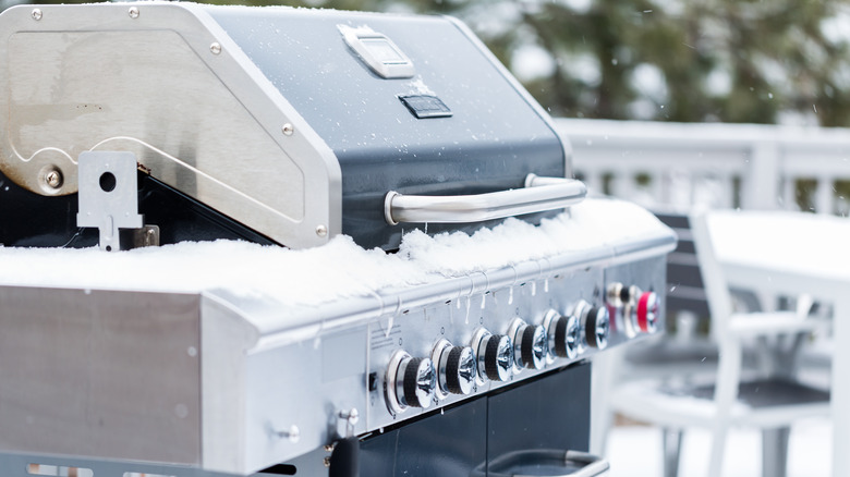 Grill covered in snow