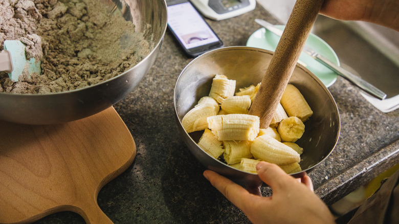 Person making banana bread