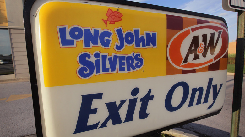 A sign from Long John Silver's and A&W location