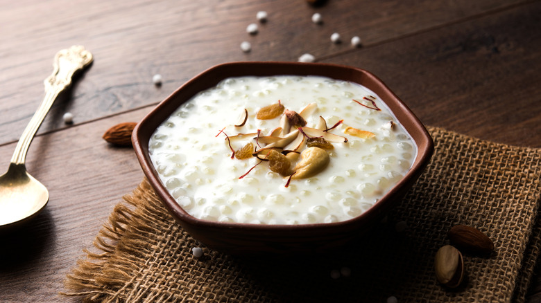 Indian sabudana kheer with nuts