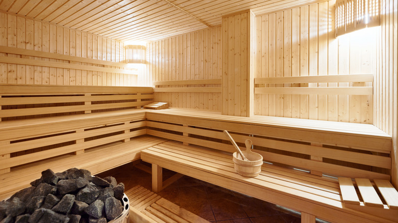 sauna with charcoal