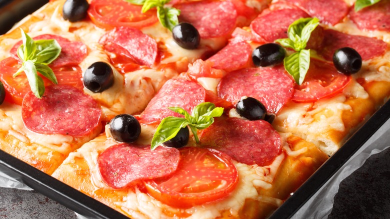 roman-style sheet pan peperoni pizza