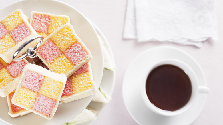 plate of Battenberg cakes