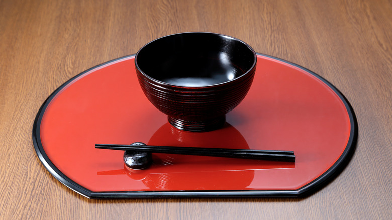 Japanese lacquer bowl and chopsticks