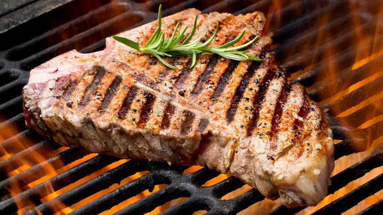 T-bone steak on the grill