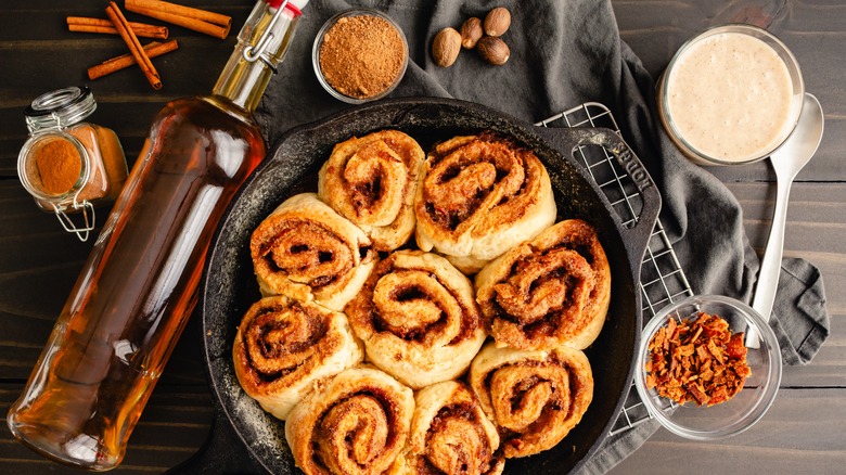 Bourbon bacon cinnamon rolls