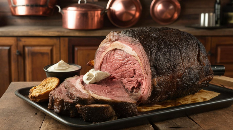 Rustic prime rib roast with butter